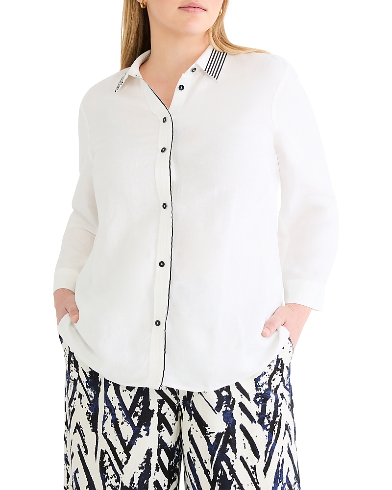 Nic+Zoe Plus Stripe Trim Shirt