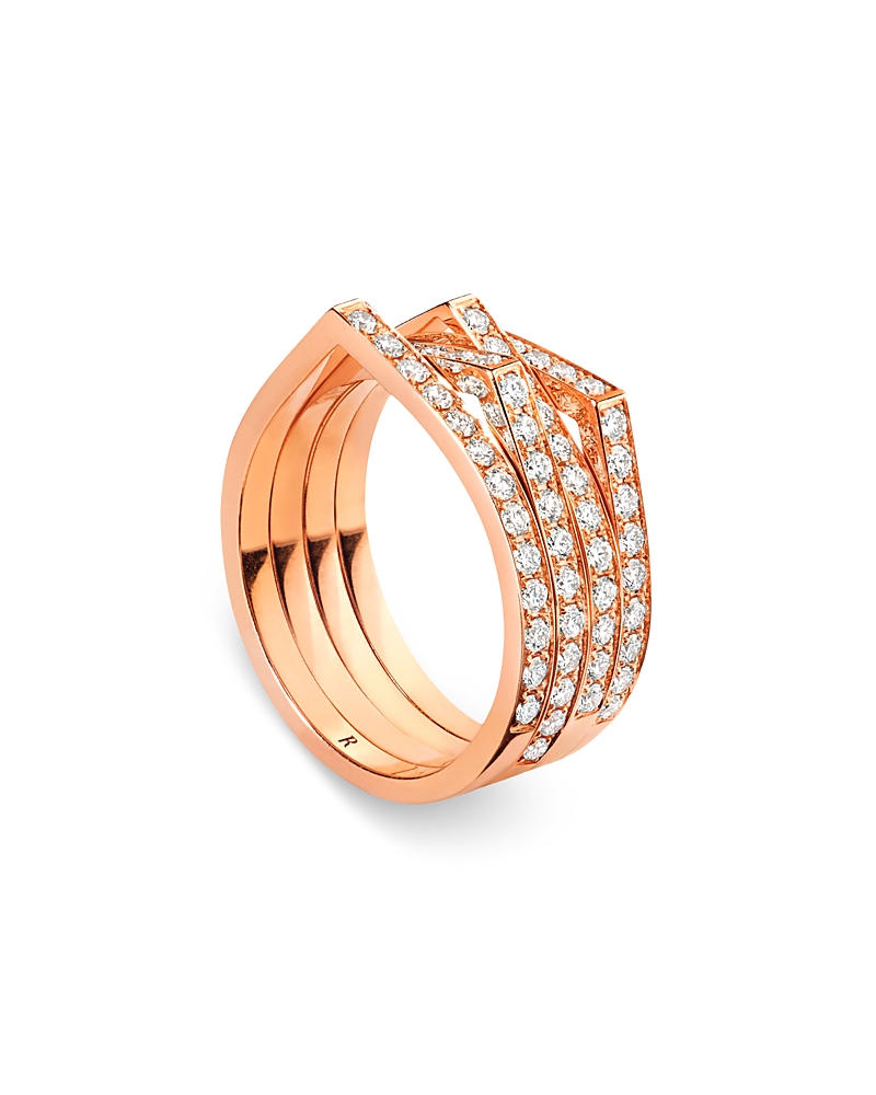 Repossi 18K Gold Antifer Diamond V Shaped Four Row Band