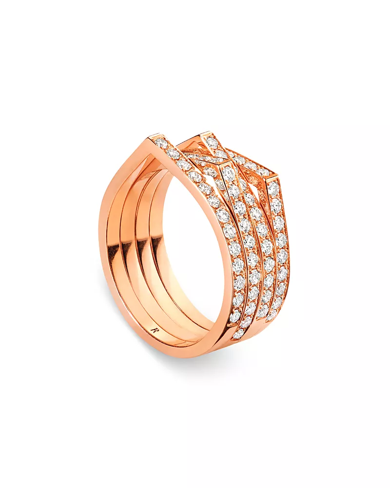 Repossi 18K Gold Antifer Diamond V Shaped Four Row Band