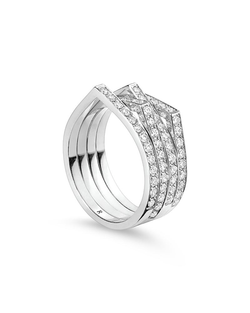 Repossi 18K Gold Antifer Diamond V Shaped Four Row Band · 55 FR (7.25 US)