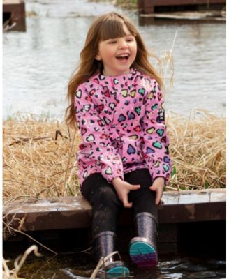 Girls' Polyurethane Heart Rain Jacket - Big Kid