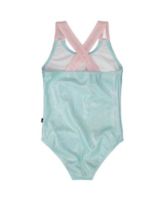 Girls' One-Piece Crossed Straps Graphic Swimsuit - Little Kid