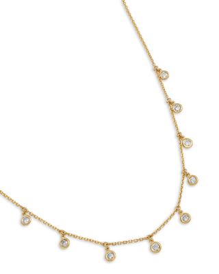 Diamond Station Droplet Collar Necklace in 14K Gold, 0.55 tcw