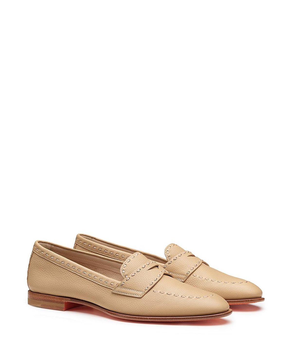 Santoni Women's Tumbled Leather Penny Loafer