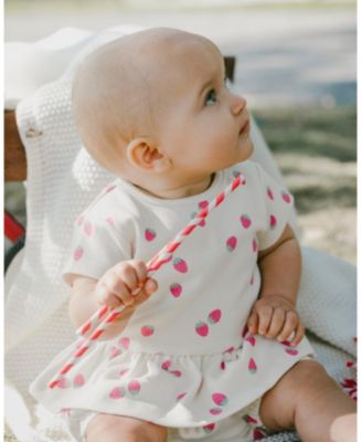 Girls' Cotton Rib Jersey Strawberries Printed Top and Short Set - Baby