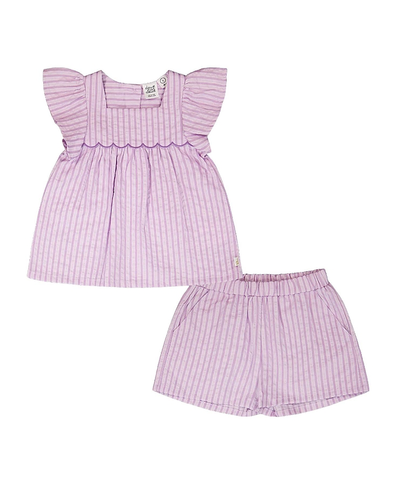 Deux par Deux Girls' Stripes Top and Short Set - Big Kid