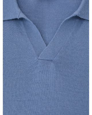 Open Collar Duchie Merino Wool Blend Polo Shirt