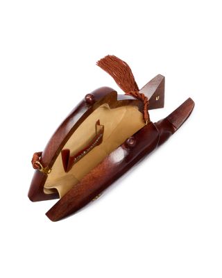 Carved Fish Mango Wood Clutch