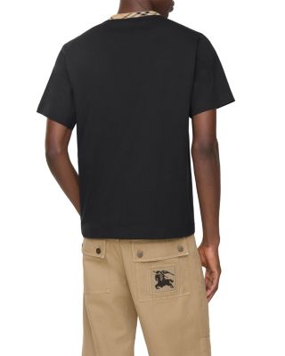 Check Trim Cotton Tee Shirt