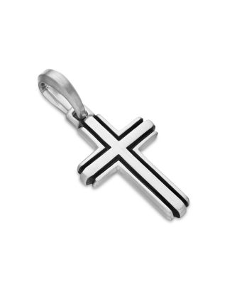 Men's Deco Cross Pendant in Sterling Silver, 27mm