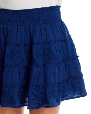 Embroidered Pintucked Mini Skirt - Exclusive