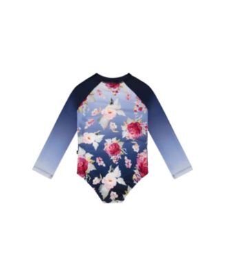 Girls' One-Piece Long Sleeve Rose Rashguard - Little Kid