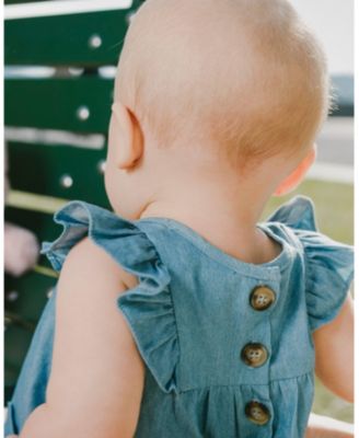 Girls' Light Blue Chambray Dress and Bloomer Set - Baby