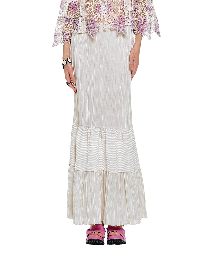 Anna Sui Plisse Tiered Maxi Skirt