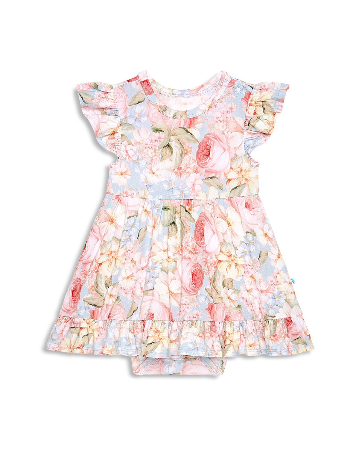Posh Peanut Girls' Rose Dreams Ruffled Twirl Bodysuit Dress - Baby