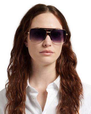 Square Double Bridge Sunglasses, 62mm