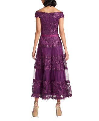  Adriane Floral Embroidered Tea-Length Dress