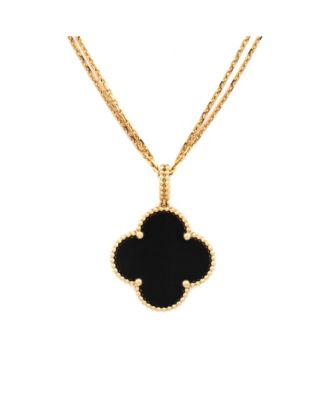  Magic Alhambra Pendant Necklace 18K Gold and Onyx, 35.5"