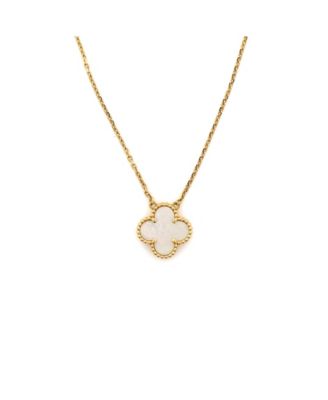 Vintage-Like Alhambra Pendant Necklace 18K Gold and Mother of Pearl, 16.25"