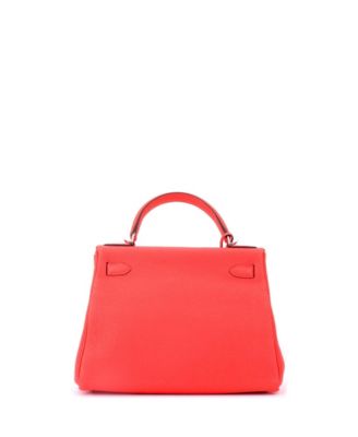 Kelly 28 Handbag Pink Clemence with Palladium Hardware