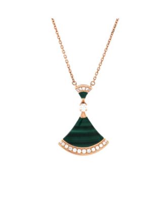  Large Divas' Dream Pendant Necklace 18K Rose Gold with Malachite and Diamonds, 17.25"