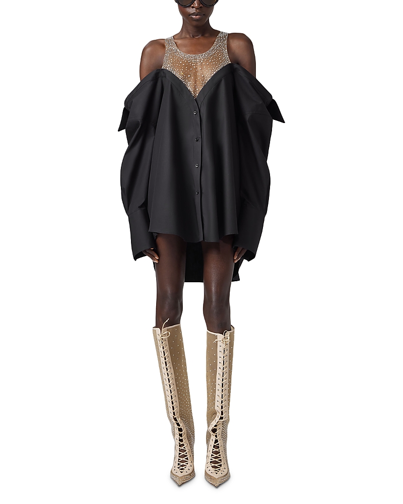 Giuseppe Di Morabito Crystal Embellished Mini Shirt Dress