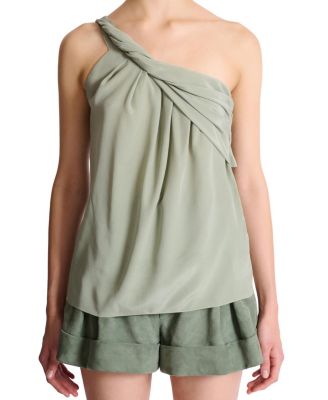  Draped One-Shoulder Silk Crepe Top