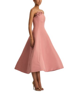 Strapless Faille Embroidered Cocktail Dress