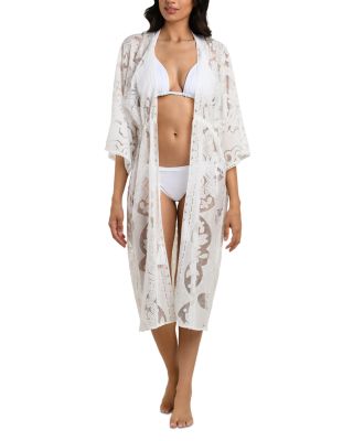 Pearl Front Tie Kimono Swim Cover-Up