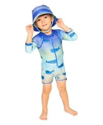 Boys' One-Piece Long Sleeve Whale Print Rashguard - Baby