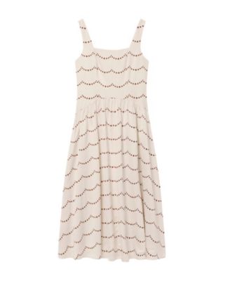  Women's Spot Print Midi Dress with Thin Straps