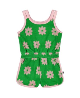 Girls' Terry Cloth Sleeveless Flowers Jumpsuit - Little Kid