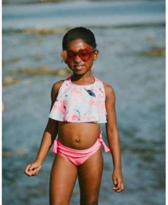 Girls' Two-Piece Triple Strap Flamingo Swimsuit - Big Kid