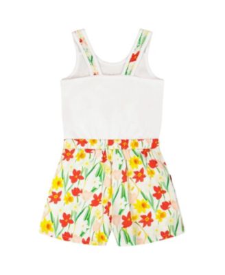 Girls' Jersey and Viscose Sleeveless Flower Romper - Little Kid