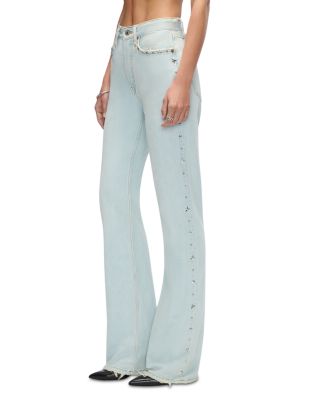70s High Rise Slim Bootcut Jeans in Bleach Distress