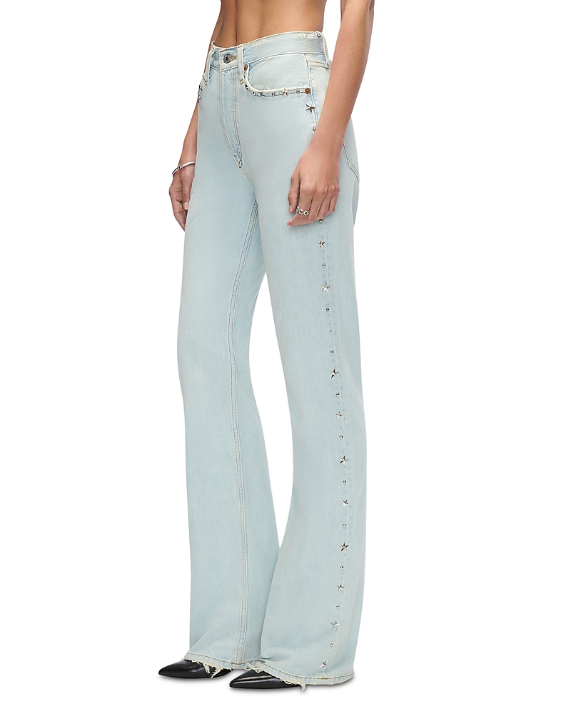 Re/Done 70s High Rise Slim Bootcut Jeans in Bleach Distress