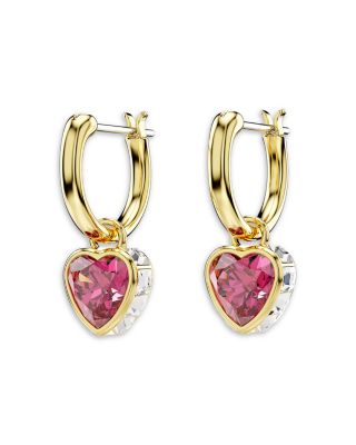 Chroma Cubic Zirconia Heart Charm Hoop Earrings