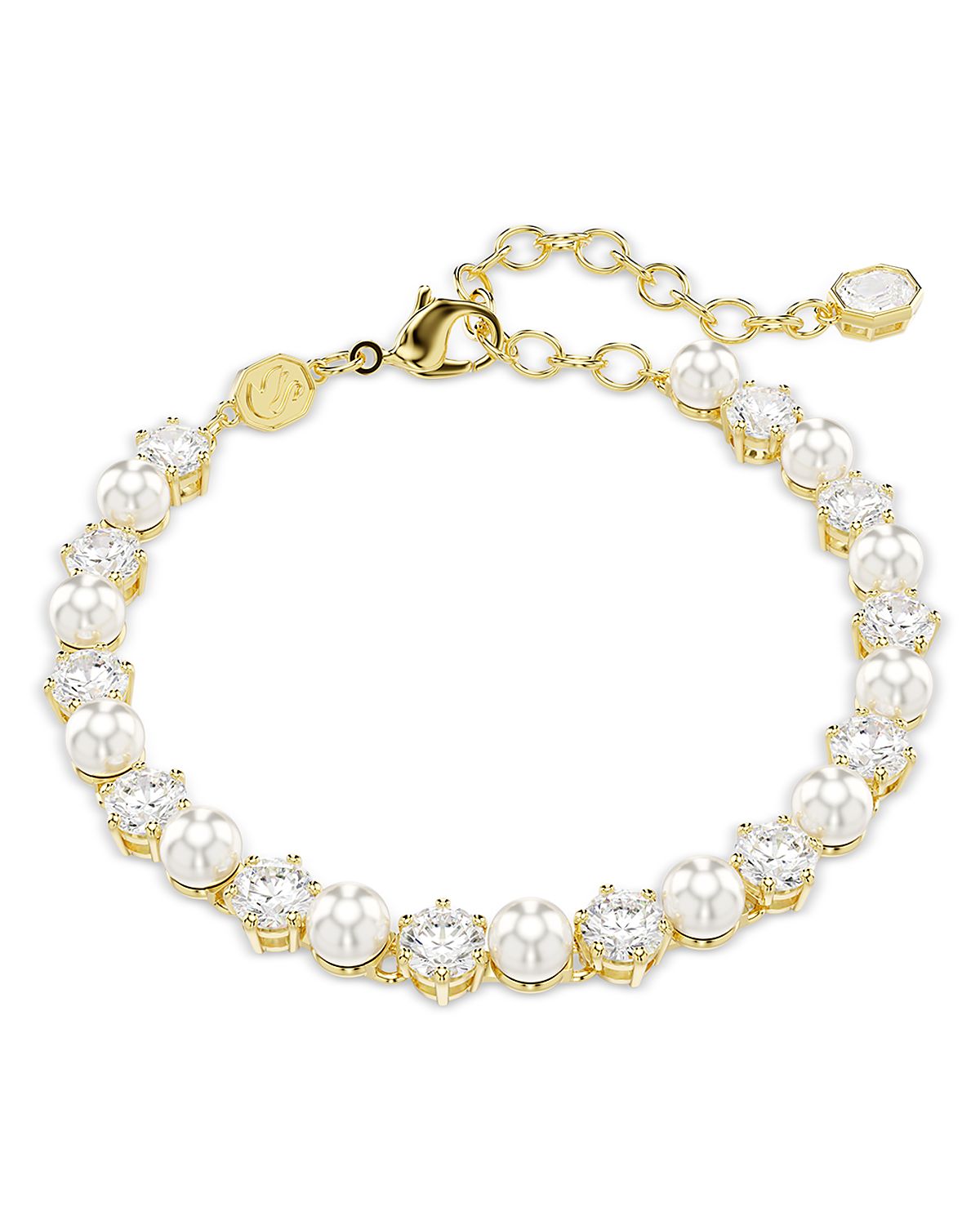 Swarovski Matrix Cubic Zirconia & Imitation Pearl Tennis Bracelet
