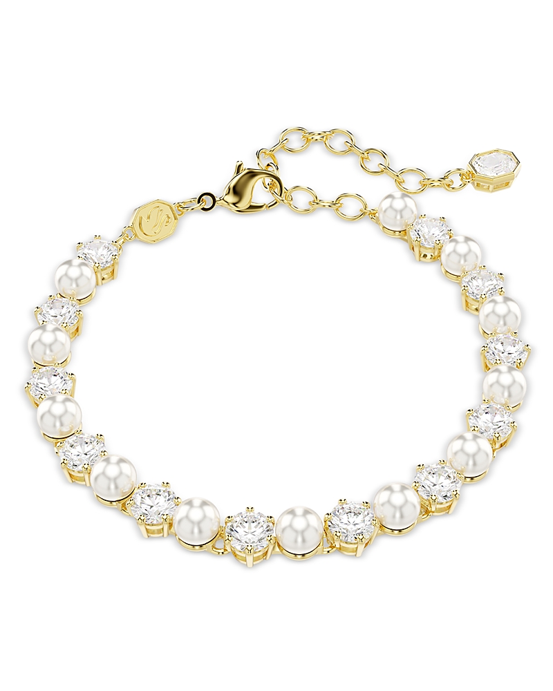 Swarovski Matrix Cubic Zirconia & Imitation Pearl Tennis Bracelet