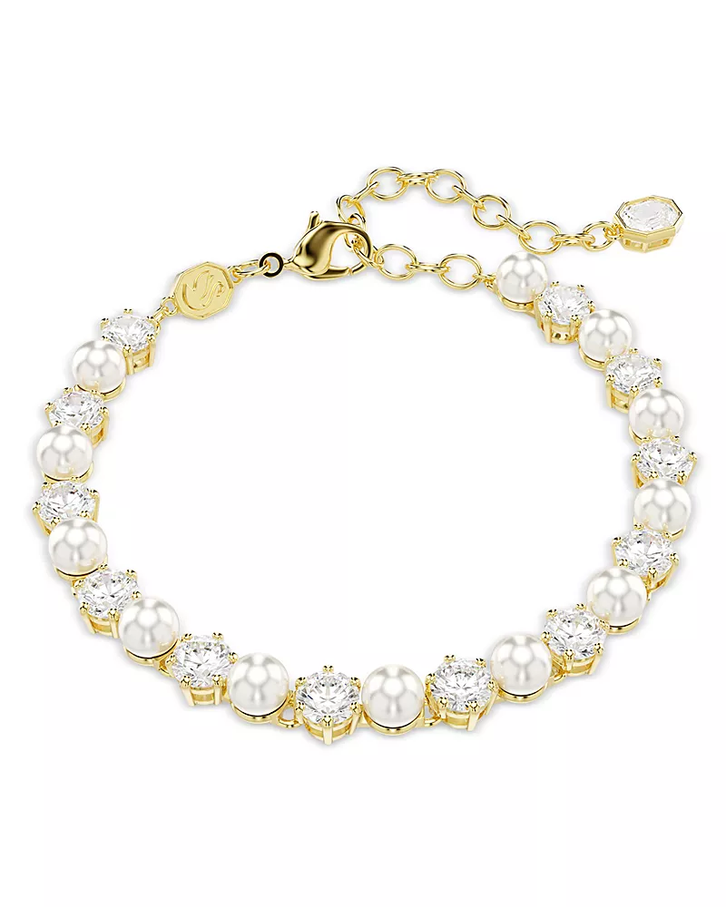 Swarovski Matrix Cubic Zirconia & Imitation Pearl Tennis Bracelet