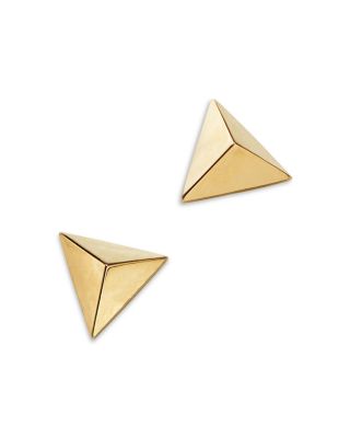 14K Yellow Gold Triangle Stud Earrings