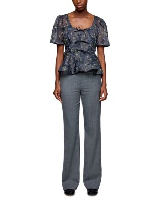 Shibori Organza Peplum Blouse