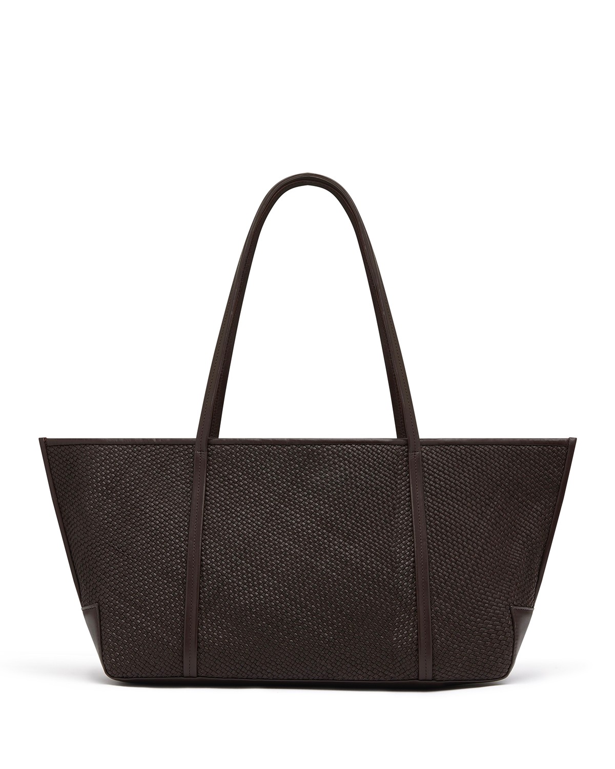 St. Agni Bateau Woven Leather Tote in Coffee