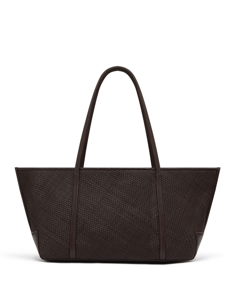 St. Agni Bateau Woven Leather Tote in Coffee