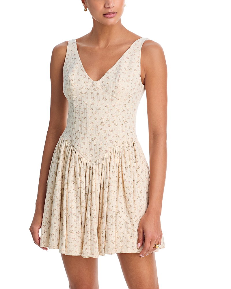 Aqua Ditsy Floral Drop Waist Mini Dress - Exclusive