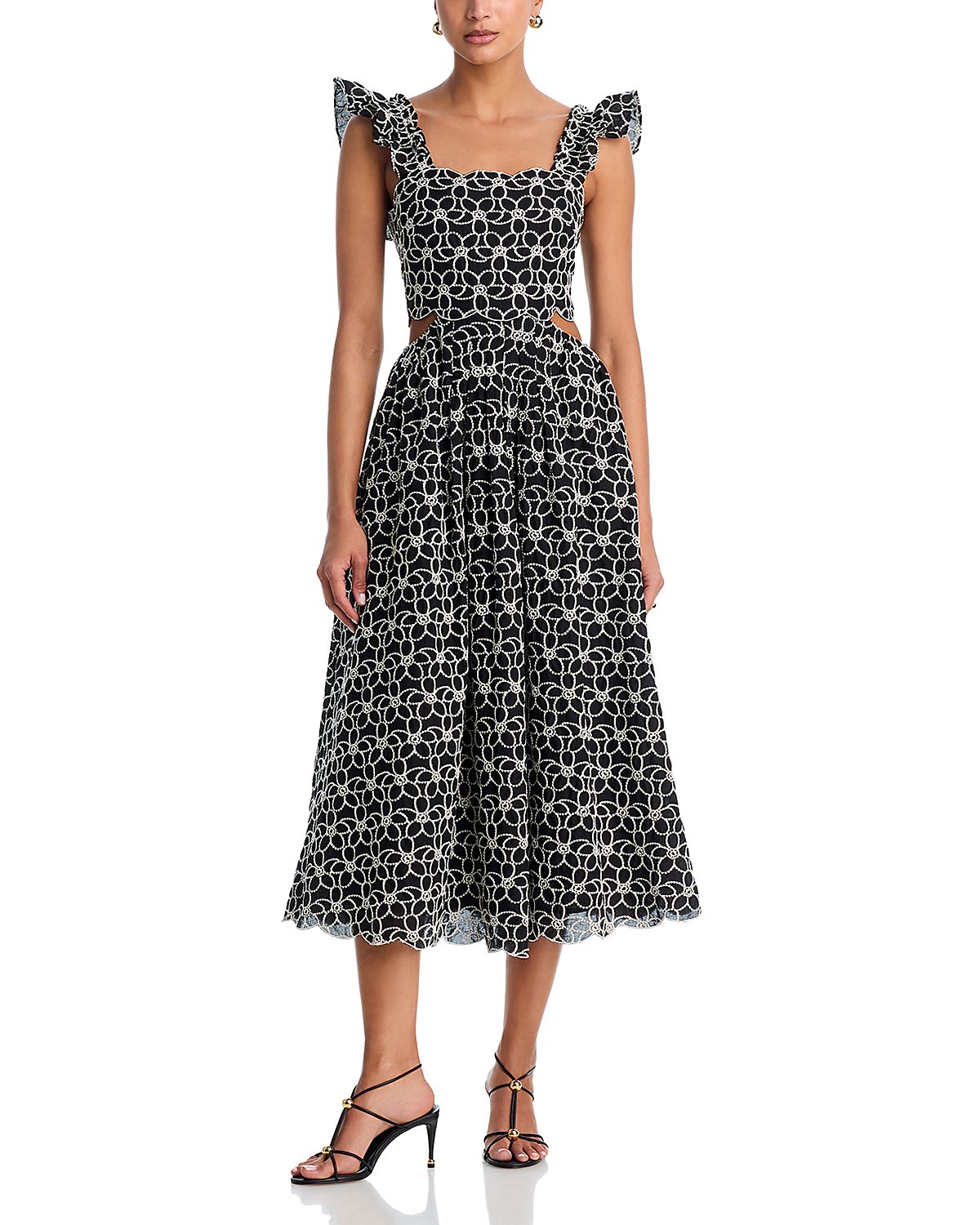 Aqua Embroidered Scallop Midi Dress - Exclusive