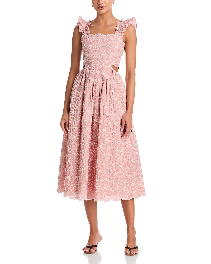 Aqua Embroidered Scallop Midi Dress - Exclusive