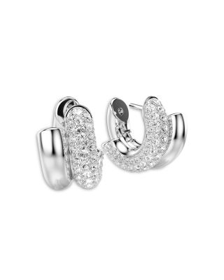 Dextera Crystal Double Row Tubular Hoop Earrings