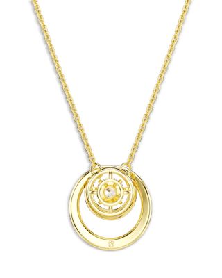 Hyperbola Crystal Circular Pendant Necklace, 14.87-17.75"