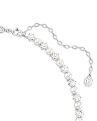 Matrix Cubic Zirconia & Imitation Pearl Necklace, Bracelet & Stud Earrings Set